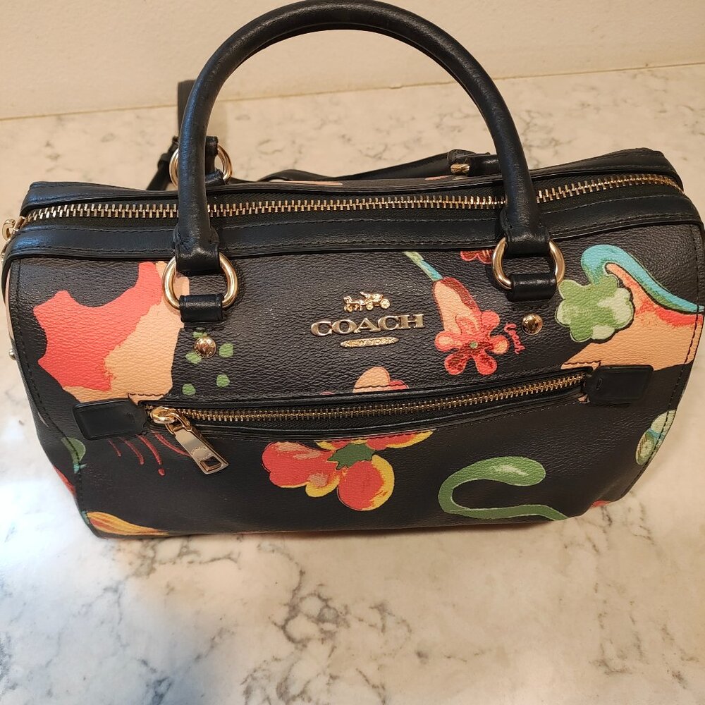 Coach Rowan Satchel Dreamy Land Floral Midnight Multii